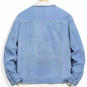 Venta al por mayor de Chaquetas vaqueras Sherpa con logotipo personalizado y cuello levantado revestido para hombre, chaqueta transpirable para uso en exteriores de alta calidad - Product Image 5