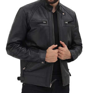 2023 meilleur gros veste en cuir mode col montant poches zippées hommes vestes en cuir pour hommes - Product Image 1