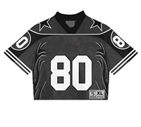 Nouvelle Arrivée Maillot de Foot Américain Rétro Personnalisé Luxe Coupe Boxy Épaules Tombantes Streetwear Vintage Transfert Thermique Respirant Court