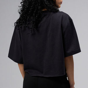 Camiseta ajustada de manga corta extragrande de algodón 100% elástica con logotipo personalizado para mujer - Product Image 3