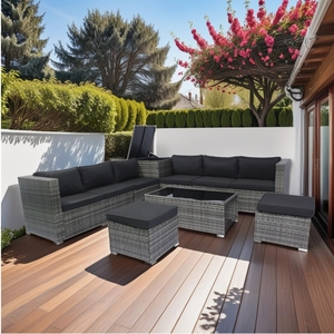 IPRO Premium Modern Weather Resistant Waterproof Washable Courtyard Outdoor PE <b>Rattan</b> Wicker Modular Garden <b>Sofa</b> Furniture Set - Product Image 2
