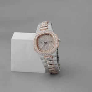 Montre décontractée à cadran rond pour homme en or rose avec diamants Moissanite VVS, mouvement à quartz de luxe - Product Image 4