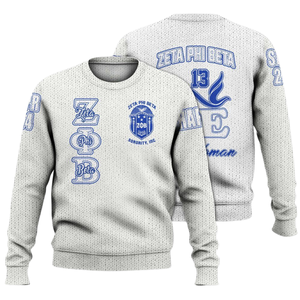 ZPhiB Greek Life 1920 Pull en tricot Zeta Phi Beta Sorority Bleu Blanc Chenille Patch Divine Nine Premium Letter Wear - Product Image 3