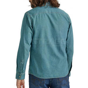 <b>Men's</b> <b>Relaxed</b> <b>Fit</b> Durable 100% Cotton Breathable <b>Jeans</b> Shirt with Contemporary Design and Comfortable Wear - Product Image 2