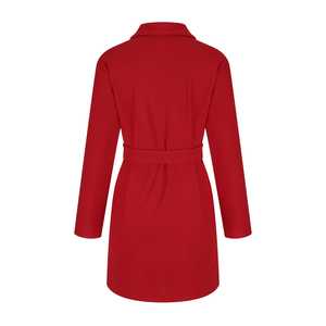 Maxi abrigo largo elegante de lana para mujer con solapa de cinturón Otoño Invierno prendas de vestir exteriores informales cárdigan suelto de Color sólido al por mayor - Product Image 4