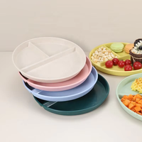 Assiettes divisées incassables personnalisées de 9 pouces à 3 compartiments en plastique de paille de blé réutilisables écologiques pour la rentrée scolaire