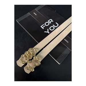 Ceinture pour femme 2-en-1 avec boucle anneau et boucle serpent, pour pantalon, veste, robe - Beige - Product Image 2