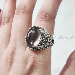 Bague en argent sterling 925 pour homme, en quartz fumé naturel, pierre de naissance d'avril, toutes tailles, bijou de mariage lourd, vente en gros - Product Image 5