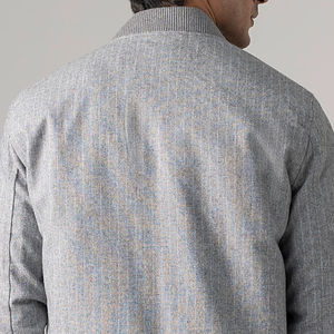 Chaqueta Bomber Azul Gris Personalizable de Fabricante Directo, ODM, de Lana, Manga Larga, Estilo Urbano de Invierno, Ropa para la Nieve, Tela Vaquera - Product Image 5