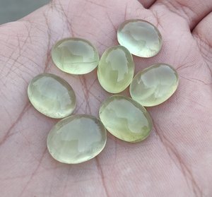 คุณภาพสูง 100% ธรรมชาติ Prehnite รูปไข่ Cabochons แท้แบนกลับปรับเทียบ 3A + คุณภาพอัญมณีสําหรับเครื่องประดับทํา OEM - Product Image 4