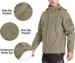 100% Polyester Soft Shell Outdoor Vestes Coupe-Vent Imperméable Manteau Softshell respirant Tactique Vestes - Product Image 3