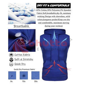 Meilleur design d'entraînement en coton sans manches à capuche avec débardeurs de sport de gymnastique grande taille personnalisés sans manches à capuche de gymnastique - Product Image 4