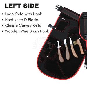 Ensemble d'outils pour le soin des sabots, outils de maréchal-ferrant avec tablier, pince à sabots, couteau à boucle, couteau D, couteau à pointe, tampon à sabots et brosse - Product Image 2