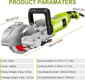 Ranuradora Eléctrica de Pared de 4000W y 33MM para Acero y Hormigón, Máquina de Corte y Ranurado 220V, 1 Año de Garantía, Bajo Costo de Mantenimiento, 29/39CM - Product Image 2