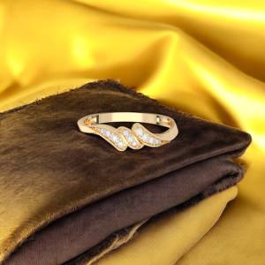 Conjunto de puntas de diamante de corte redondo de moissanita de 0,08 quilates, anillo de banda de ondas elegante hecho en plata para ella - Product Image 3