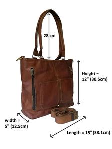 Sac fourre-tout en cuir véritable pour femme Sac à main à bandoulière vintage pour le shopping et l'utilisation quotidienne - Product Image 6