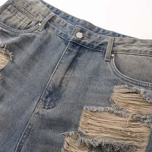 Pantalones vaqueros de mezclilla rectos sueltos de alta calidad para hombre, estilo Son fade con parches bordados a la moda para primavera - Product Image 5