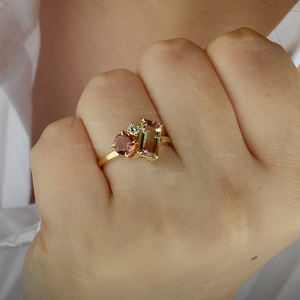 Nueva llegada Anillo de turmalina Rosa Bio Anillo de turmalina de sandía Oro sólido de 18 quilates de proveedor mayorista Producible en 10K/14K - Product Image 3