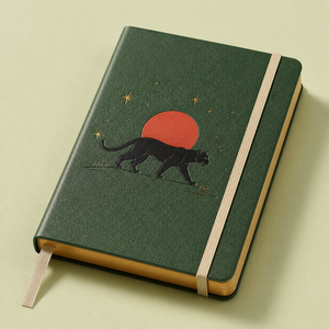 Diario Personalizzato LABON Panther in Pelle PU Verde Foresta con Copertina Rigida, Stelle in Lamina d'Oro e Bordi Dorati Arancione Bruciato - Product Image 3