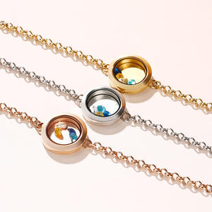 Jeulia Stainless Steel Engraved Floating <b>Locket</b> Bracelet with Charms and Birthstones - Product Image 5