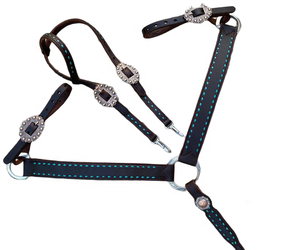Ensemble de têtière et de collier de poitrail en cuir véritable léger de qualité supérieure, motif floral, style western, design personnalisé, durable, pour l'équitation - Product Image 1