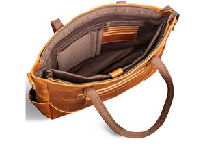 Sac fourre-tout de travail pour femme en cuir véritable Tan, motif bonbon tendance, deux fermetures éclair, grande capacité, pochette pour ordinateur portable 15 pouces, durable, pour tous les jours - Product Image 4