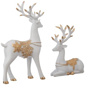 <b>Charming</b> Pair of White Reindeer Model Stylish Table Ornaments Perfect for Holiday Centerpiece or Seasonal Gift Presentation - Product Image 2