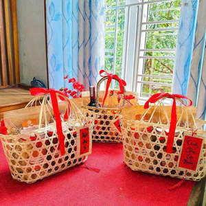Natural Bamboo Handwoven Storage <b>Baskets</b> <b>Square</b> Shape for Candy Cookies Other Gifts for Ramadan New Year Celebration - Caryln - Product Image 6