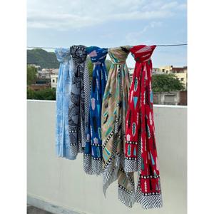 Hand Drawn Printed 100% Cotton Sleeveless Sarong Floral Beach <b>Cover</b>-<b>Up</b> <b>Swimsuit</b> 1 Piece - Product Image 4