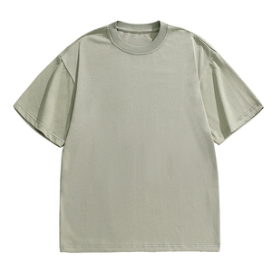 T-shirt d'été pour homme, 220 g/m², 100 % coton molletonné, col rond, coupe ample, doux et respirant, délavé à l'acide, avec logo personnalisé, vente en gros - Product Image 4