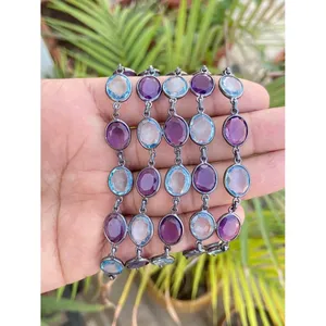 925 <b>Silver</b> <b>Bracelet</b> with Amethyst & Blue Topaz Gift for Any Occasion - Product Image 1