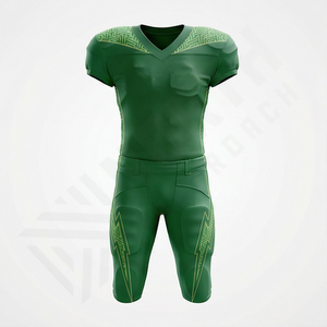 Uniforme de football américain professionnel de haute qualité noir et vert à 6 panneaux, maillot premium assorti à un pantalon, tenue d'équipe performante - Product Image 1