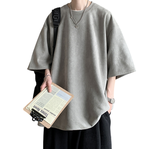เสื้อยืดผ้าฝ้ายพิมพ์ลายสำหรับผู้ชายเสื้อยืดพิมพ์ลาย280 GSM แบบโชว์ไหล่กว้างคอกว้างน้ำหนักเบาเสื้อยืดออกแบบได้ตามต้องการ - Product Image 6