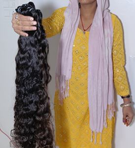 Venta al por mayor 100% Extensiones de cabello humano indio Virgen sin procesar Paquetes sueltos de ondas profundas en color negro de Natural Vendedor - Product Image 4