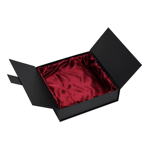 Factory Wholesale Custom Printed Double Door Black <b>Magnetic</b> <b>Gift</b> <b>Box</b> Luxury Satin Lining Collapsible Packaging <b>Box</b> Cases Bulk - Product Image 1