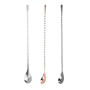 Cucharas agitadoras de cóctel de Metal de latón chapado en oro de alta calidad, diseño de alambre trenzado de mango largo, barras personalizadas, herramienta de barra de herramientas - Product Image 3