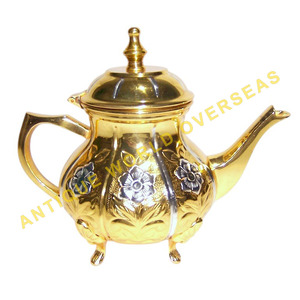 ที่เสิร์ฟน้ำชาโลหะโทนสีทองสุดหรูพร้อมสำเนียงชุบนิกเกิลในสไตล์วินเทจของสะสมสำหรับตกแต่งบ้าน - Product Image 6