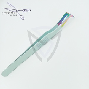 Pinzas para Extensión de Pestañas de Color Azul Bebé de Alta Calidad, Punta Curva de Acero Inoxidable, Pinzas para Volumen de Pestañas con Agarre de Diamante - Product Image 3
