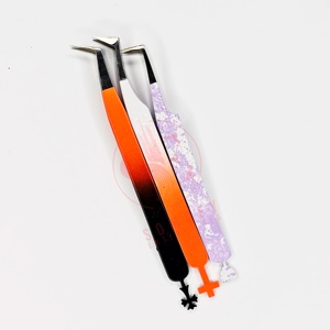 New Collection Professional Christmas Orange Black Lash Tweezers Custom Logo Non-Fiber Tip Durable High Quality Customized - Product Image 6