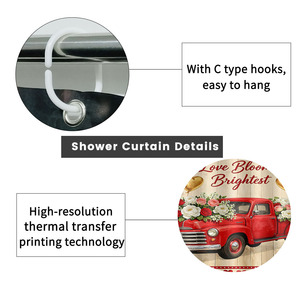 Custom Printed Waterproof Shower Shower <b>Curtain</b> for Bathroom Waterproof Polyester <b>with</b> <b>Hooks</b> - Product Image 2