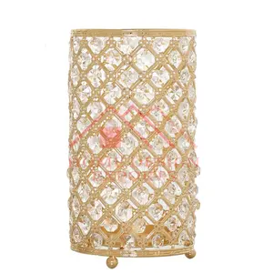 金属水晶串珠柱式许愿烛台套装高品质水晶方形烛台婚礼装饰品