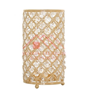 Beaded Pillar Votive Candle Holder <b>Set</b> High Quality Crystal <b>Square</b> Candle Pillar Holder for Wedding Decorations Best Seller - Product Image 1