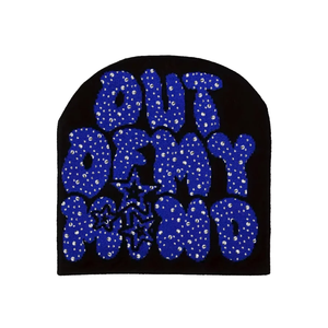 Bonnet en tricot d'hiver personnalisé avec logo intégral, motif diamant rayé, style Y2K, orné de strass, pour femme - Product Image 1