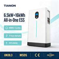 Tianon 5kWh 25.6V 300Ah LiFePO4 ESS Tout-en-un Monté en Rack Stockage Solaire Écran Tactile BMS Intelligent CAN/RS485 6000 Cycles