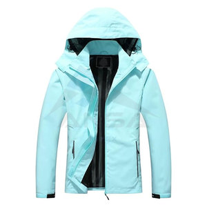 Impermeable para Mujer con Capucha, Chaqueta Ligera para Senderismo, Cortavientos Softshell para Todo Tipo de Clima, Azul Claro - Product Image 1