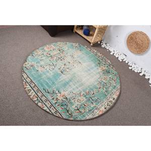 Alfombra Floral de lana clásica Vintage de 4,6x4,6 pies, diseño de retazos azul Beige para sala de estar adolescente, modelo de pasillo rectangular de látex - Product Image 3