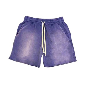 Pantalones Cortos Casuales de Algodón French Terry para Hombre, Estilo 2026, Hechos a Medida, con Bordado Desgastado, Lavado Ácido, Diseño Sólido con Bajo sin Rematar - Product Image 1