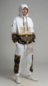 Ensemble sweat-shirt et pantalon de jogging à col montant, coupe ample, sublimation, pour homme, streetwear d'hiver, survêtement en polaire, pantalon en polaire ample pour homme - Product Image 2