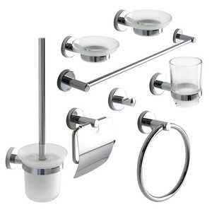 Complete <b>Set</b> of 8 Chrome <b>Bathroom</b> <b>Accessories</b> - Product Image 1