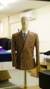 Trajes de negocios de 2 piezas de lana 100% Unisex, doble botonadura, manga larga, cuello en V, clásico, ajustado, plisado, frontal, transpirable, de talla grande - Product Image 2